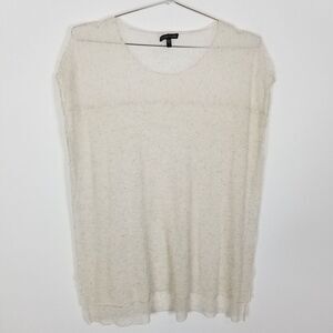 Eileen Fisher Women Silk Cap Sleeve Solid Top Size S Oatmeal Semi Sheer Blouse